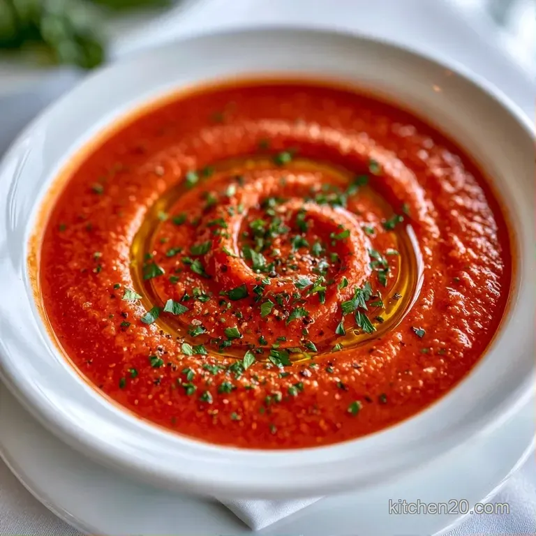 Elegant bowl of vibrant red soup paired with a toasted cheese sandwich on a rustic wooden board with a cloth napkin.