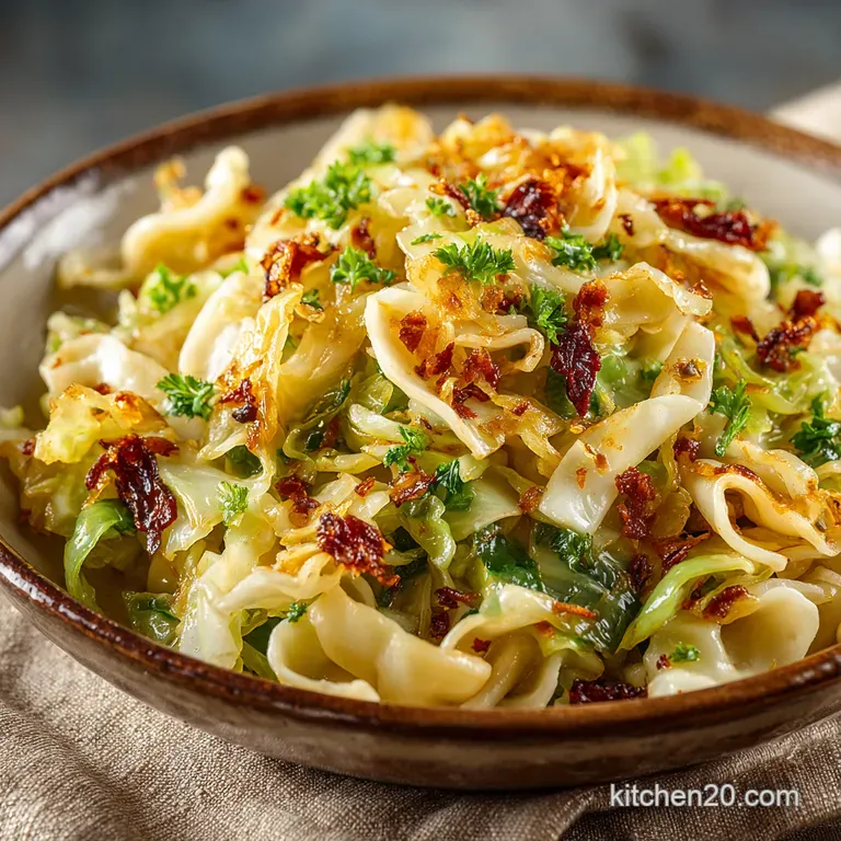 Fried Cabbage and Noodles Haluski presentation