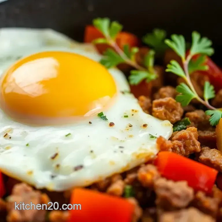 Fry Canned Beef Hash with Eggs in 25 Min