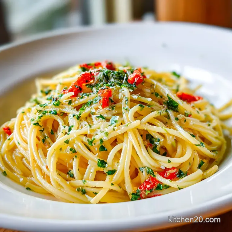 Perfectly twirled pasta nest on a plate, bathed in a buttery sauce, sprinkled with vibrant parsley, and freshly grated Par...