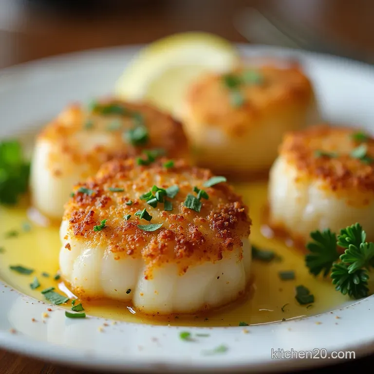 Golden Crusted Garlic Butter Scallops with Lemon Parsley