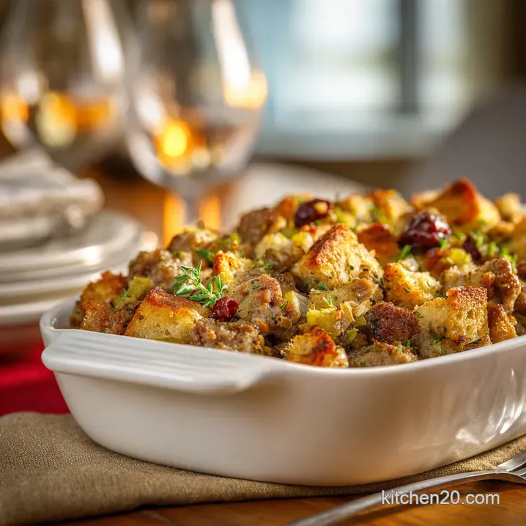 Grandmas Thanksgiving Stuffing: Classic Sage and Sausage Dressing presentation