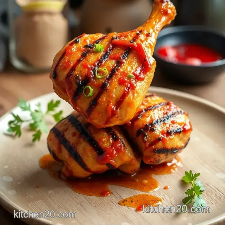 Sizzling Grill Chicken with Spicy Red Pepper Marinade presentation