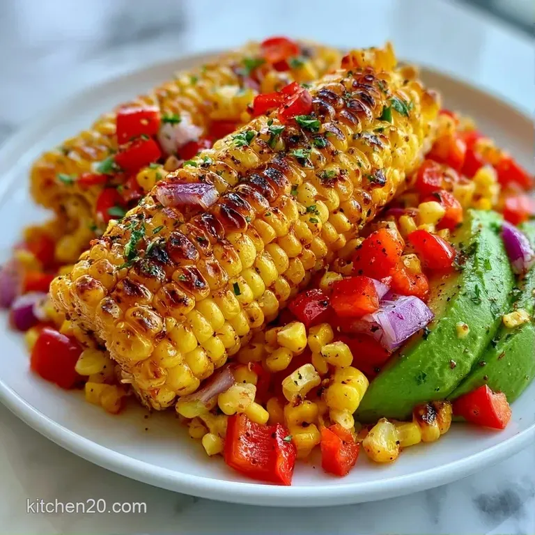 Colorful corn salad served in a ceramic bowl with fresh lime wedges and a sprinkle of bright green cilantro.