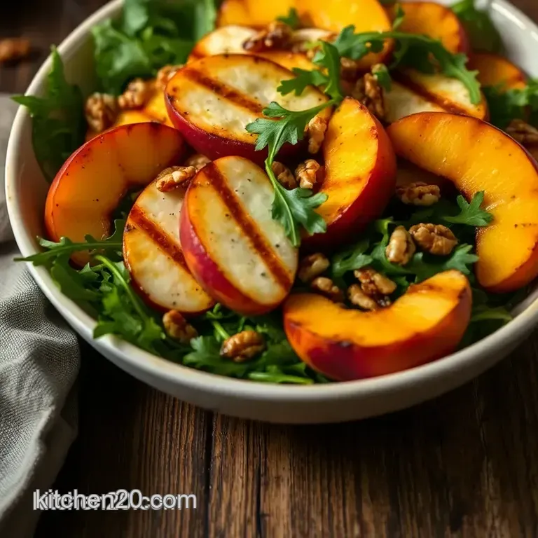 Grilled Halloumi & Peach Summer Salad presentation