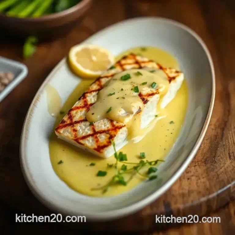 Grilled Sea Bass with Luscious Lemon Sauce presentation