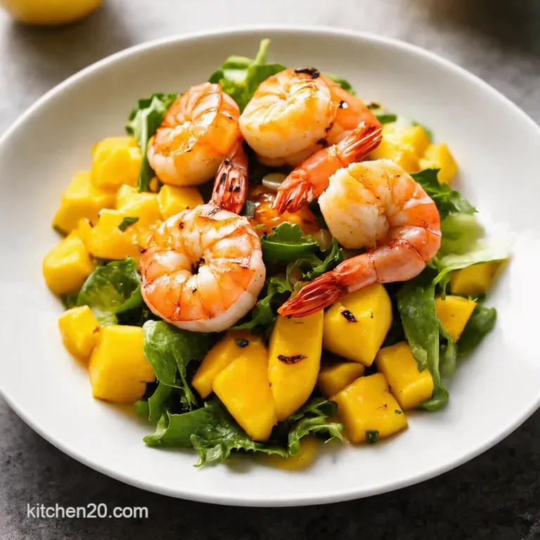 Grilled Shrimp Mango Salad with Chililime Dressing presentation