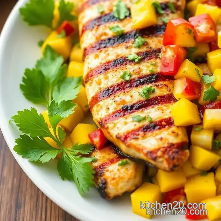 Grilled Wahoo with Fresh Mango Salsa Delight presentation