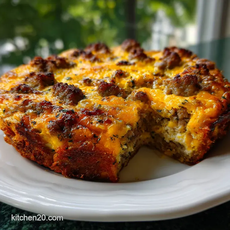 Crispy Hash Brown Crust Sausage Cheddar Quiche presentation