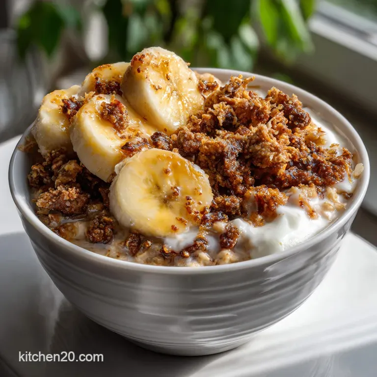Healthy Banana Recipes: Creamy Overnight Oats with Spiced Crumble presentation