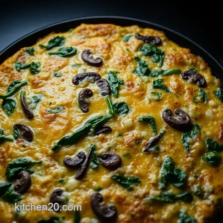 Hearty Cheesy Spinach and Mushroom Frittata presentation
