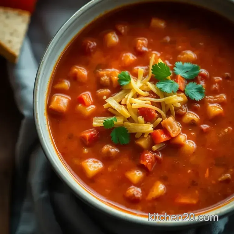 Hearty Chicken Tortilla Soup with Crispy Tortilla Strips presentation