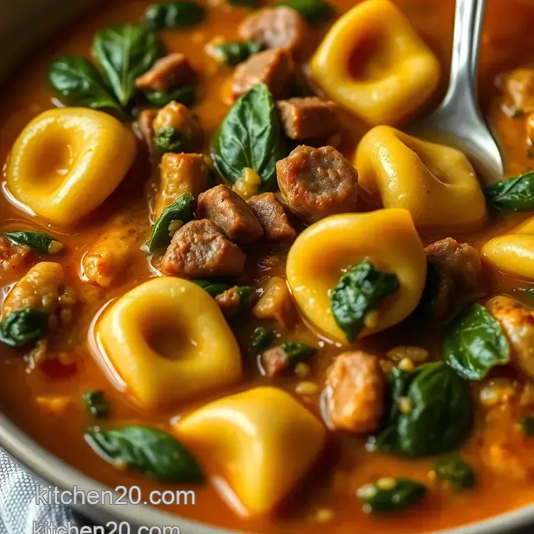 Hearty Sausage and Spinach Tortellini Soup presentation