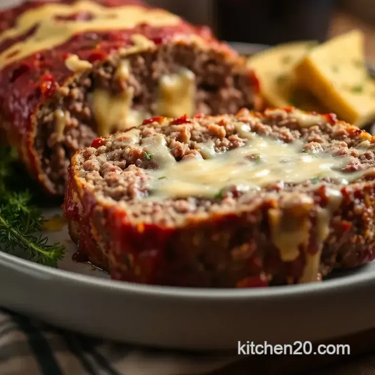 Hearty Stuffed Meatloaf with a Cheesy Surprise presentation
