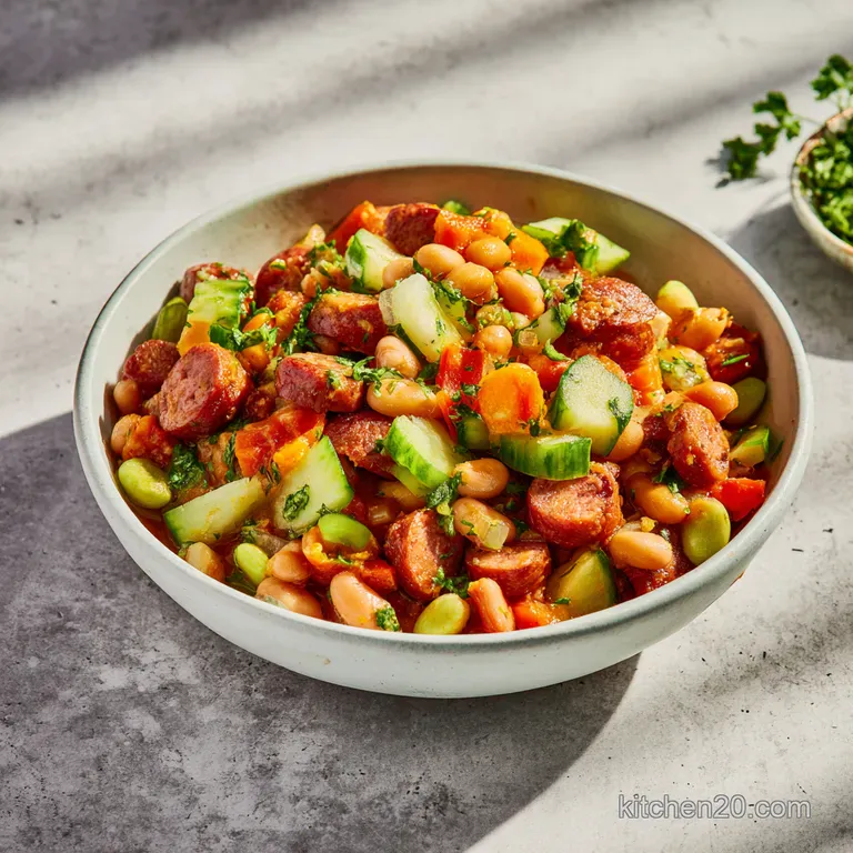 Hearty Three-Bean & Chorizo Salad: A Protein Powerhouse presentation