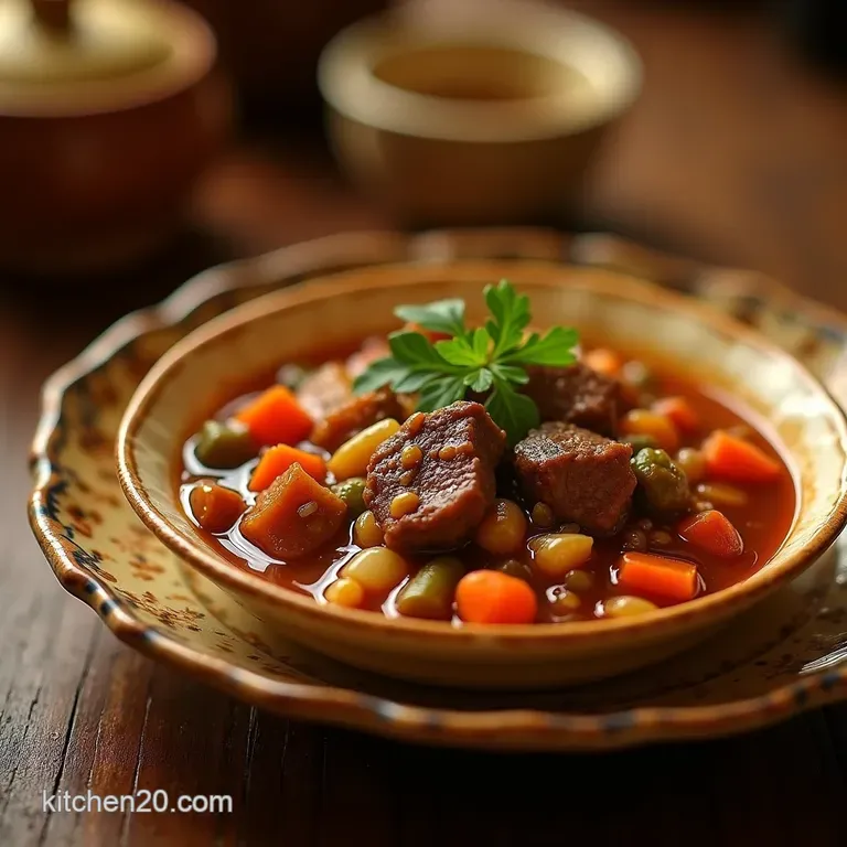 The Proper Job Hearty Vegetable Beef Soup Rich Homestyle Goodness presentation