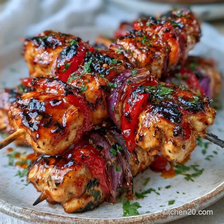 Honey Garlic Chicken Skewers: Sticky and Charred