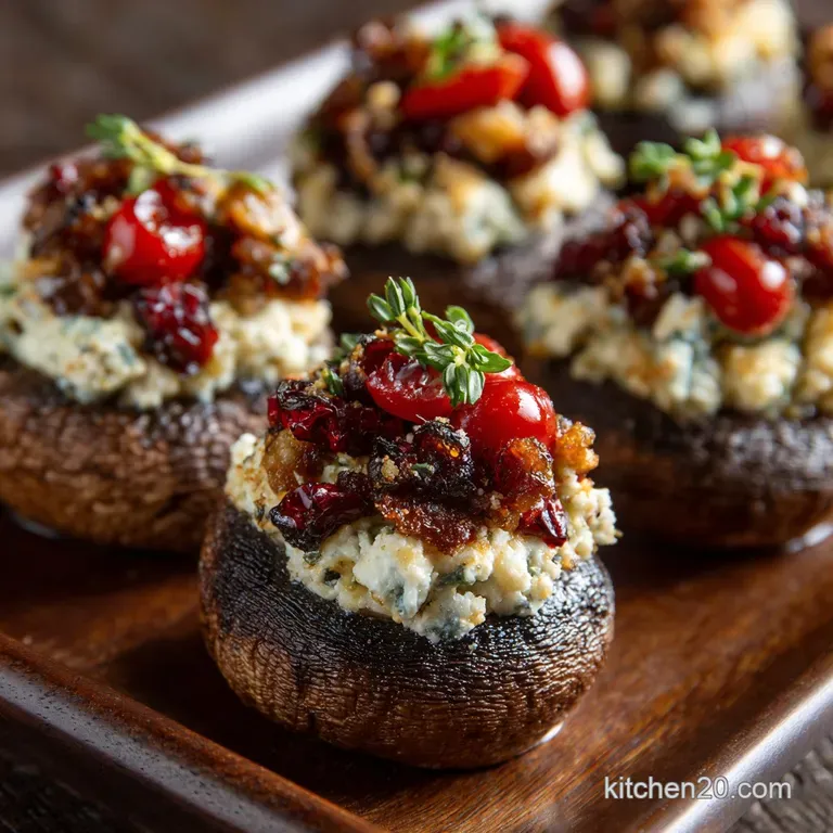 Italian Christmas Appetizers: Creamy Sausage Ricotta Stuffed Mushrooms presentation