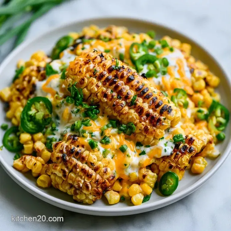 A chilled bowl of golden corn mixed with sliced jalapenos and a velvety cream sauce, topped with fresh chives.