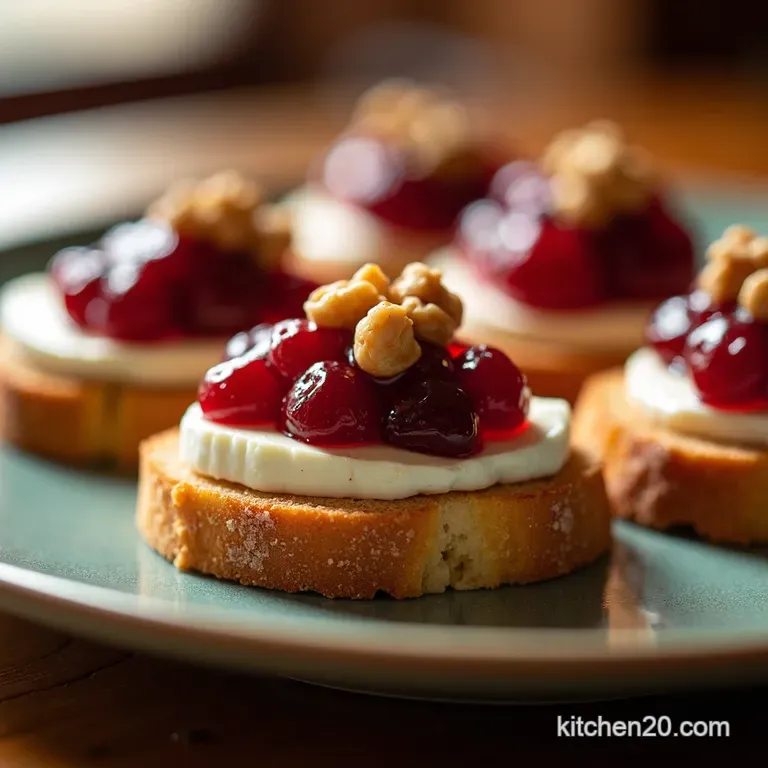 Jeweled Cranberry Brie Crostini with Toasted Walnuts presentation