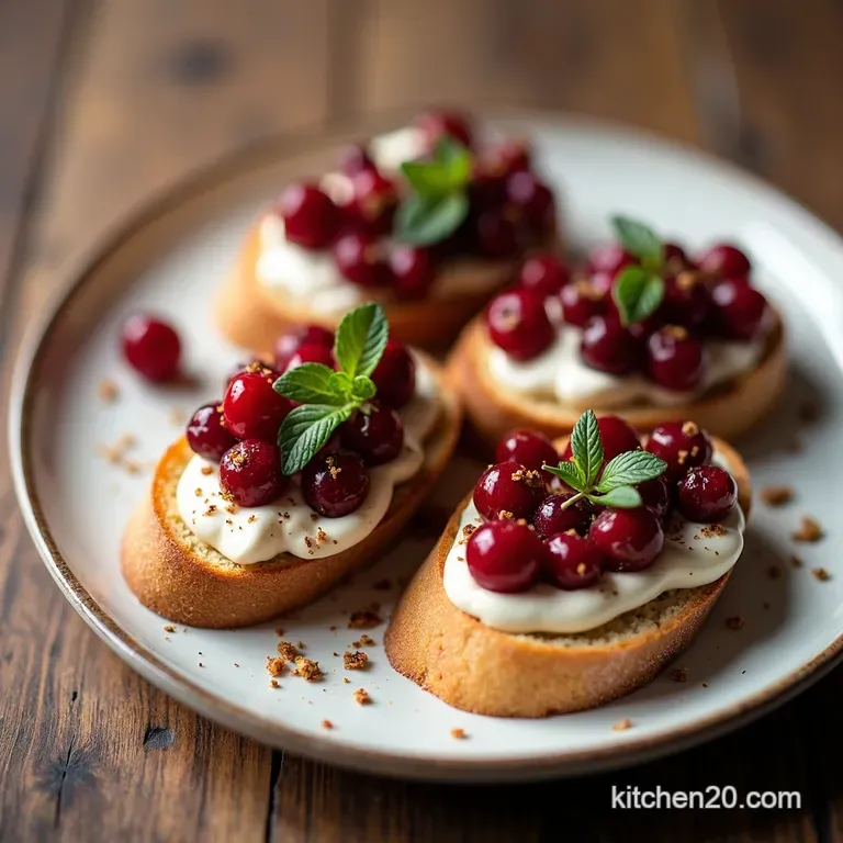 JewelToned Crostini with Creamy Goat Cheese Balsamic Cranberries