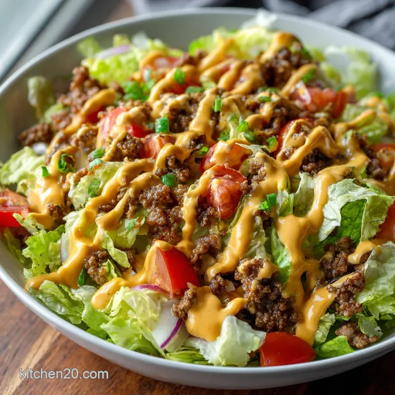 Two All Beef Patties Hold the Bun the Ultimate Lowcarb Big Mac Salad presentation