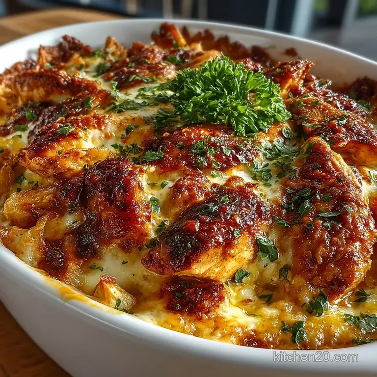 The Ultimate LowCarb Kick Creamy Keto Buffalo Chicken Casserole presentation