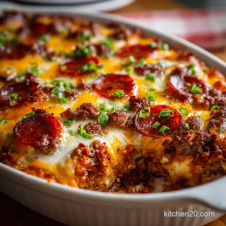 Keto Low Carb Pizza Casserole: the Deep-Dish Bake presentation