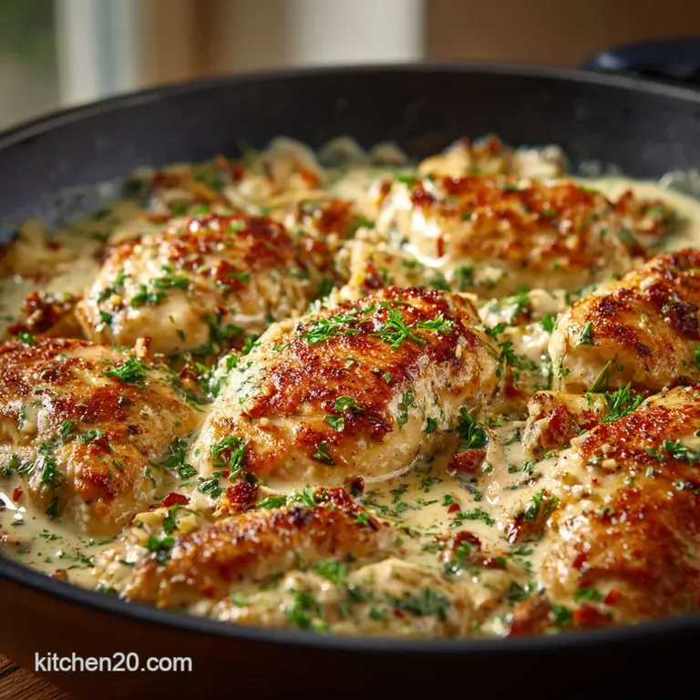 Lazy Keto Meals: Chefs 20-Minute Creamy Garlic Chicken Skillet presentation