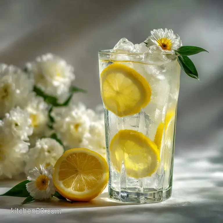 Elegant glass pitcher of lemonade with lemon wheels, mint sprigs. Condensation hints at icy chill. Sunny, refreshing still...
