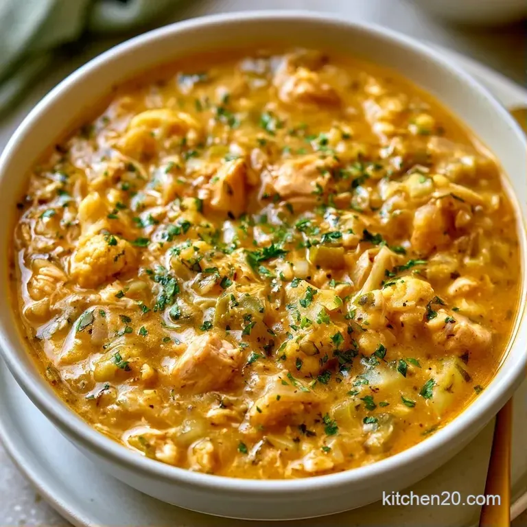 A wide white bowl filled with chunky red stew, garnished with a swirl of sour cream and sliced green avocado.