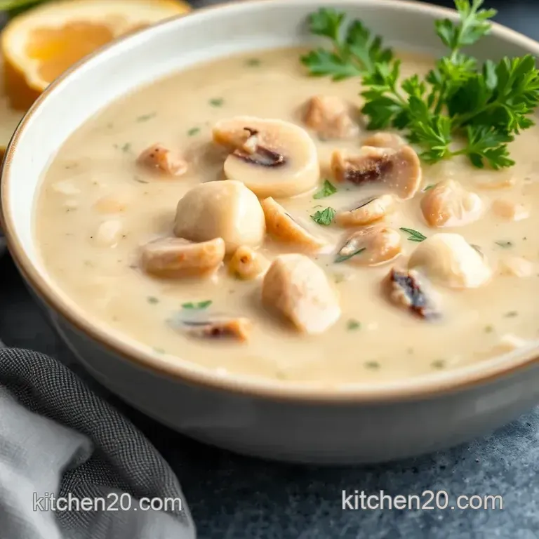 Quick & Creamy Chicken Mushroom Soup presentation