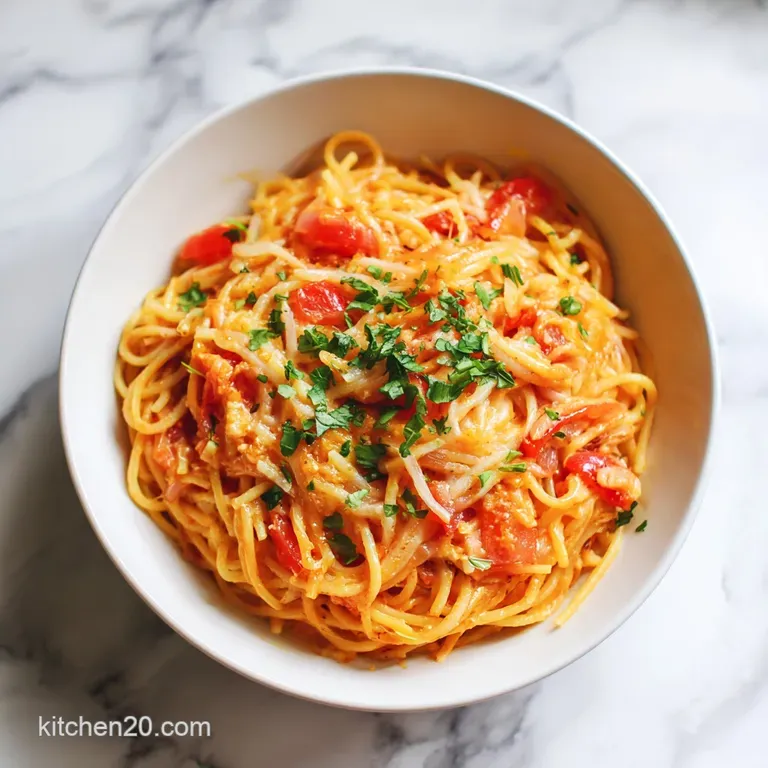 A generous slice of creamy spaghetti baked pasta, topped with melted cheese and fresh basil.