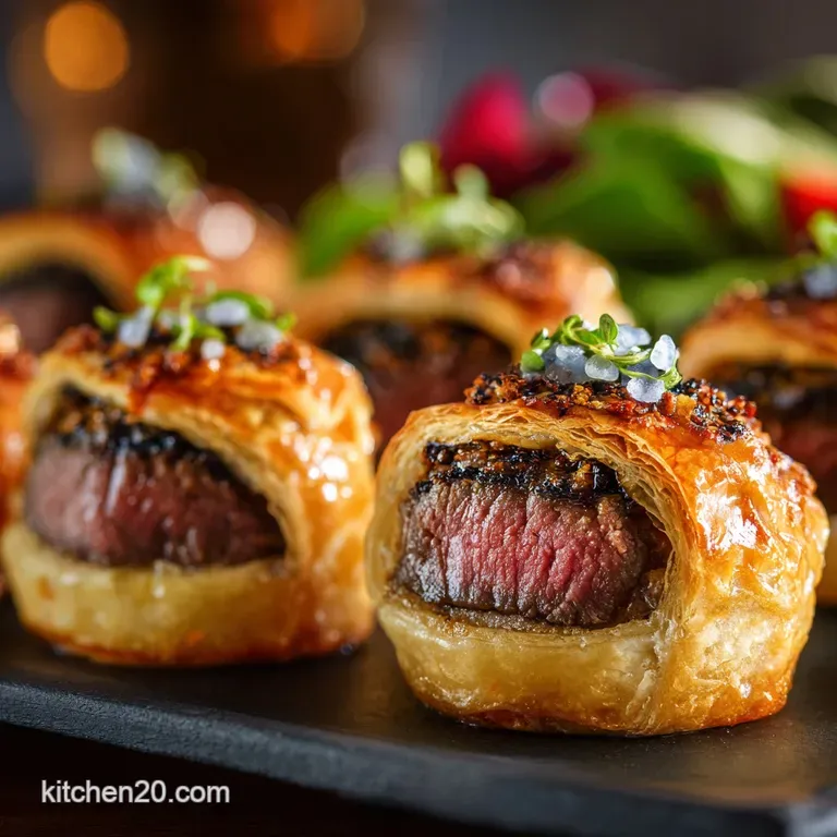 Mini Beef Wellington Bites Posh Party Nibbles with Mushroom Duxelles presentation