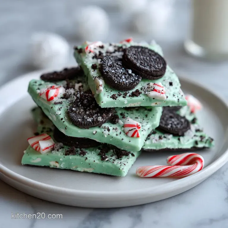A scattering of pale green and deep cocoa chocolate shards on a slate platter, accented by fresh mint leaves.