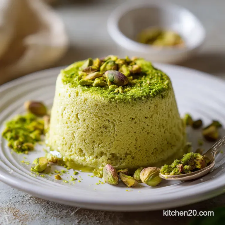 A slice of pistachio cake artfully arranged, showcasing its soft, silky crumb with a delicate pale green hue.