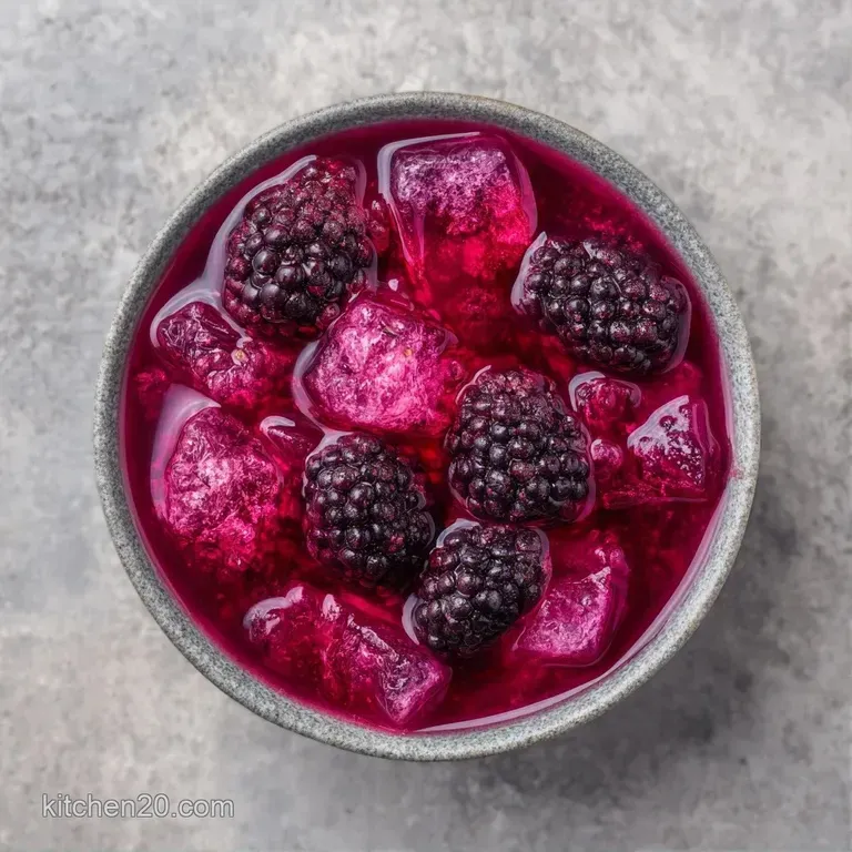 A row of four elegant glasses filled with magenta liquid, garnished with bright green mint and fresh berries.