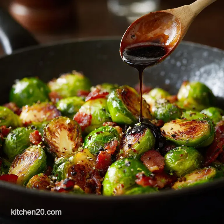 Pan Fried Brussels Sprouts with Bacon and Balsamic: Crispy and Glazed Perfection presentation