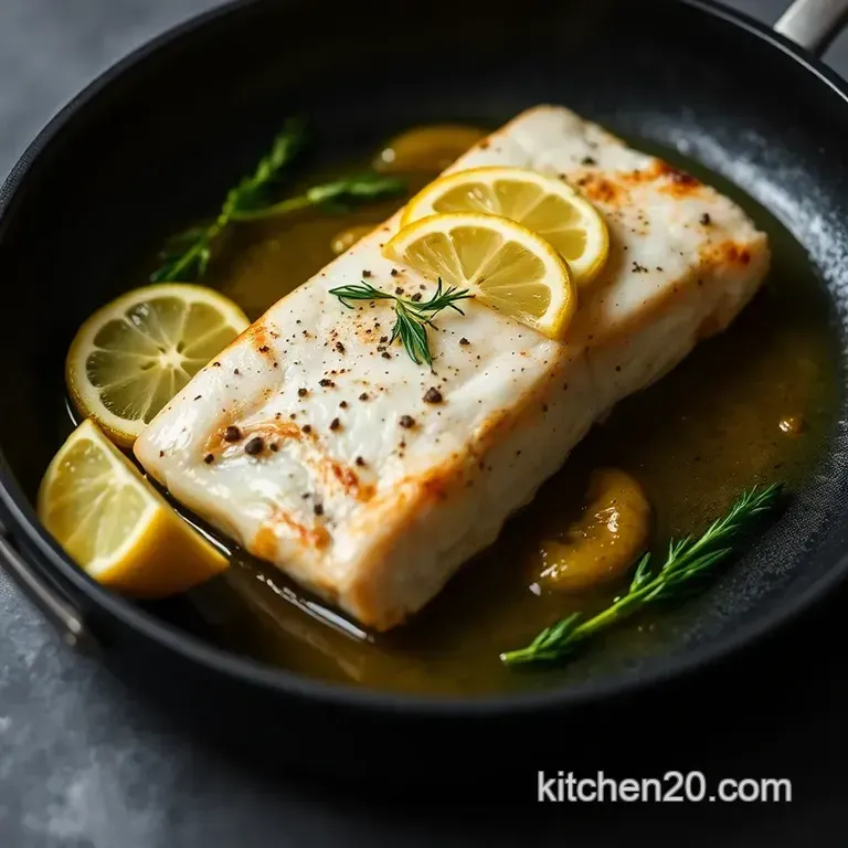 Pan-Seared Halibut with Lemon-Caper Sauce presentation