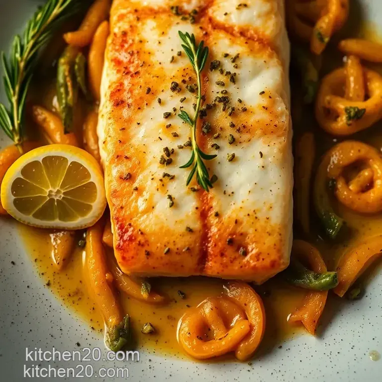 Pan-Seared Rockfish with Lemon-Herb Butter Sauce presentation
