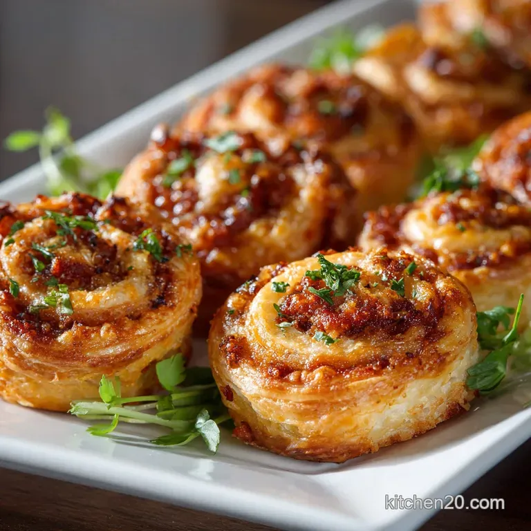 Party Appetizer Easy Chorizo Red Onion Cheddar Puff Pastry Pinwheels