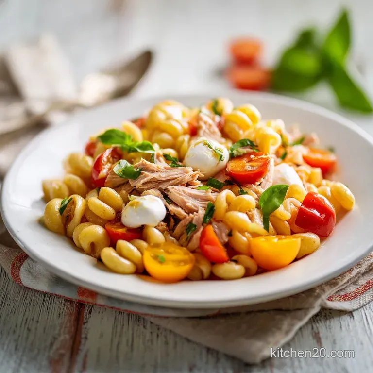 Pasta Fredda con Tonno Pomodorini e Mozzarella e Basilico