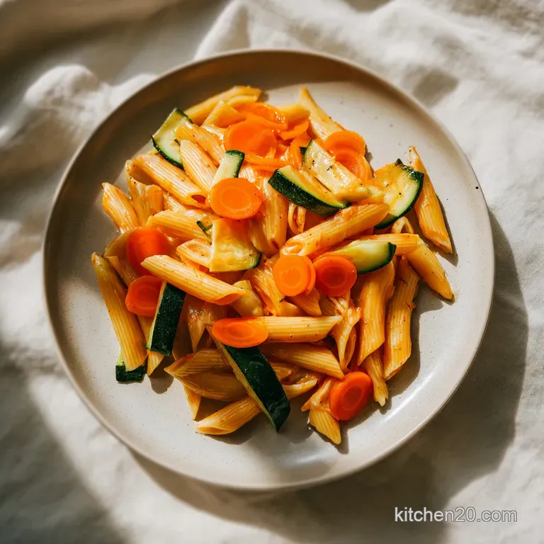 A white ceramic bowl filled with vibrant pasta and spring vegetables, topped with grated parmesan and fresh parsley.