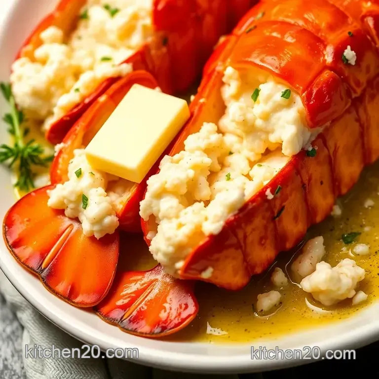 Perfectly Baked Lobster Tail with Garlic Herb Butter presentation