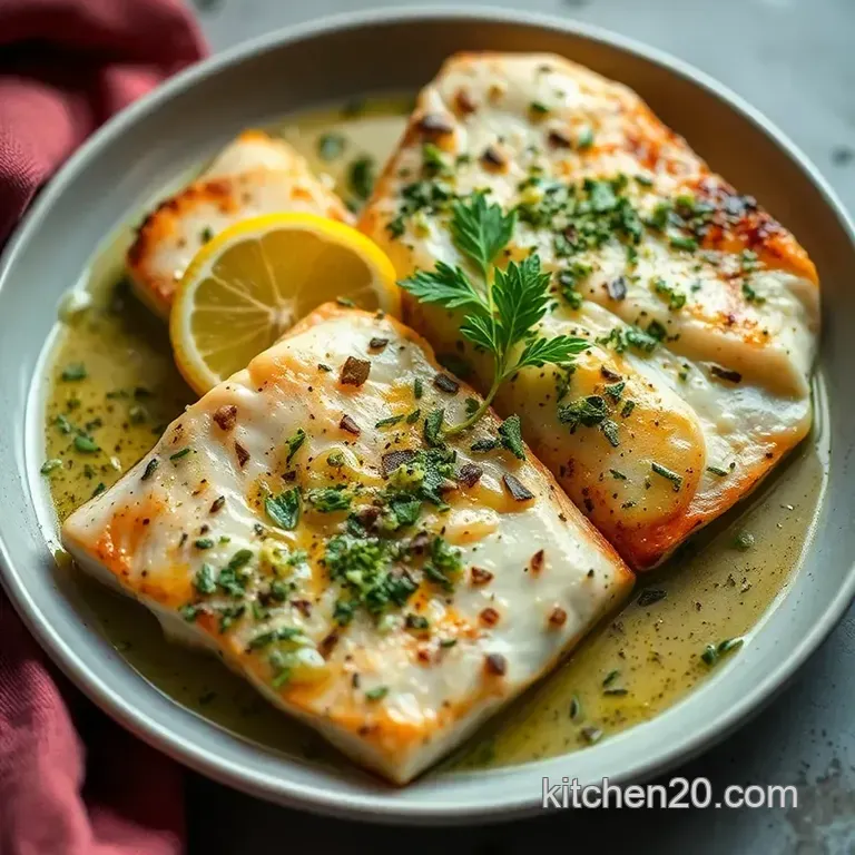 Perfectly Pan-Seared Swordfish with Lemon Herb Butter presentation