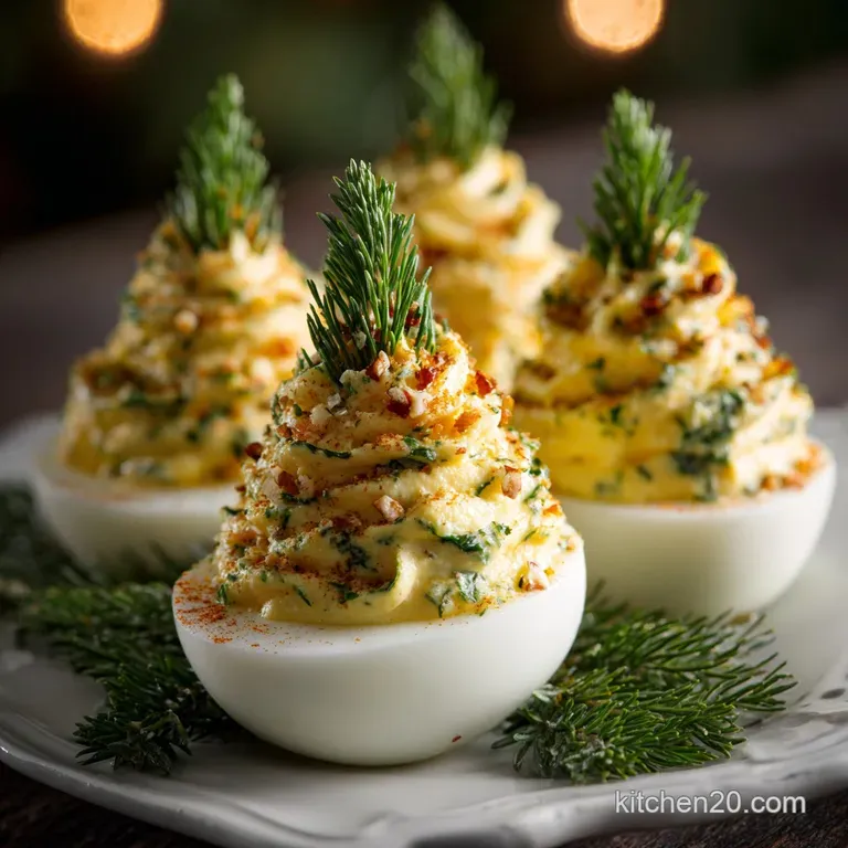 Christmas Tree Deviled Eggs: Piped Fir Trees for the Festive Platter presentation