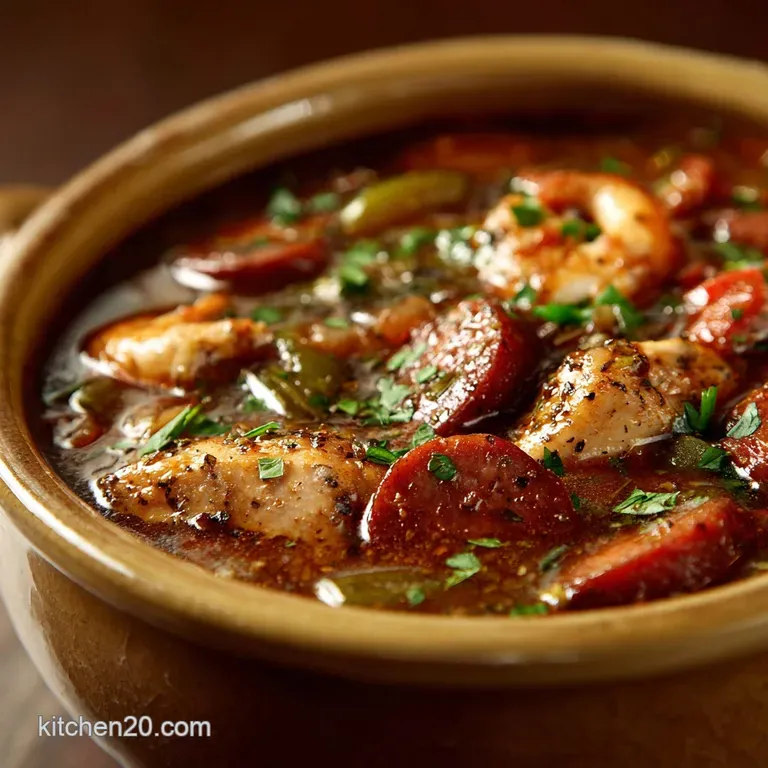 New Orleans Gumbo: a Proper Chicken and Andouille Recipe presentation
