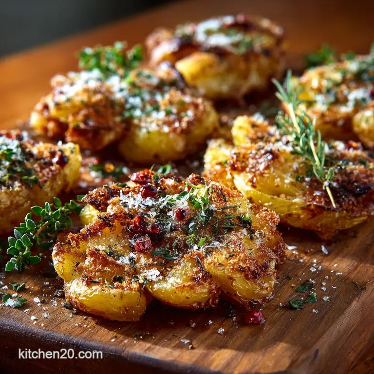 Crispy Smashed Potatoes with Rosemary Garlic and Sea Salt presentation