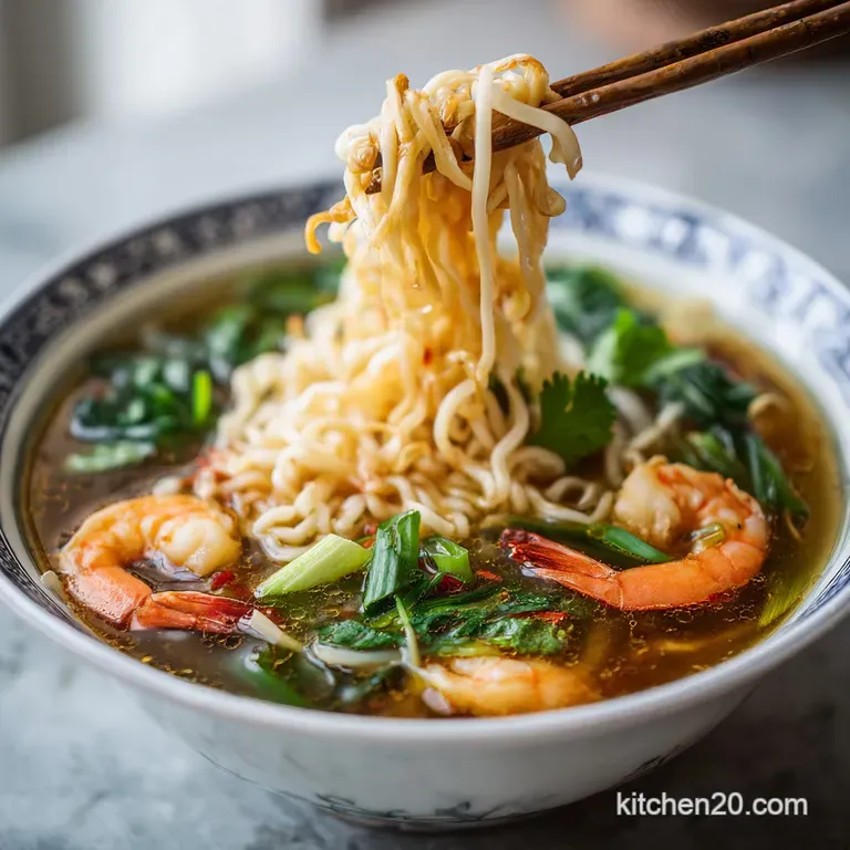 Elegantly presented noodle soup with thinly sliced green onions and a hint of chili oil in a sleek bowl.