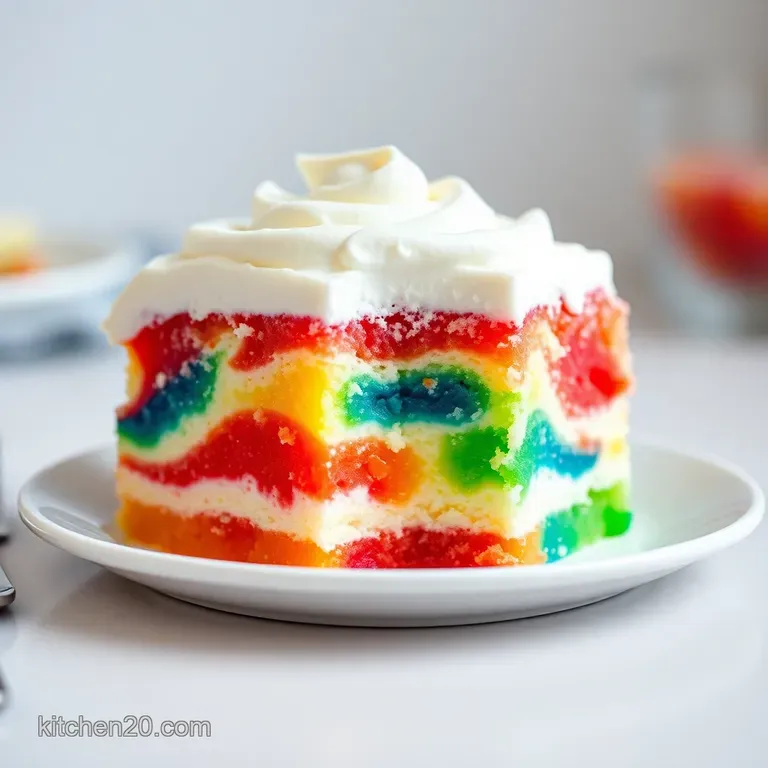Rainbow Jell-O Poke Cake